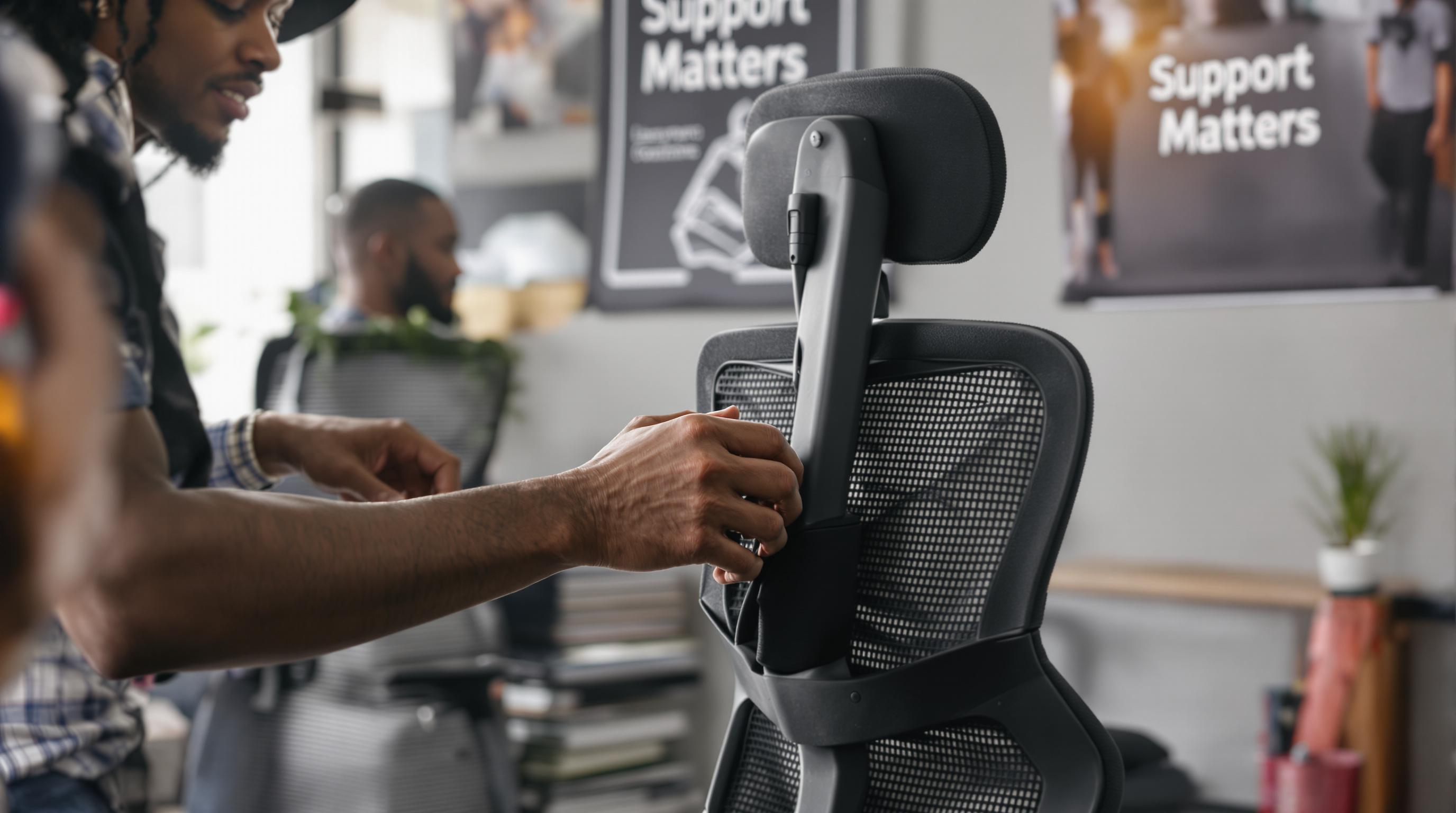 Professional adjusting ergonomic chair lumbar support with support matters poster