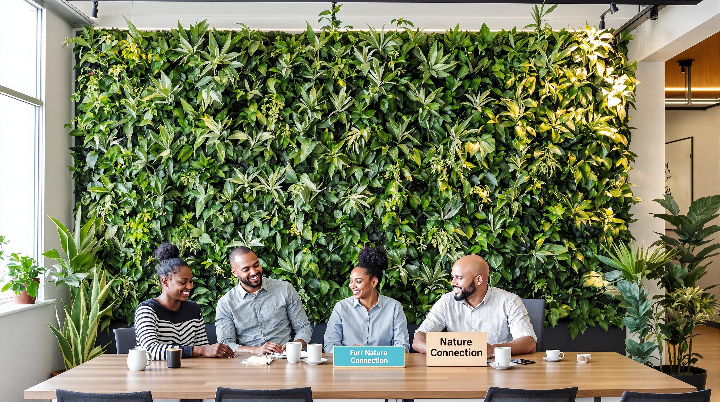 South African office with living plant wall and natural elements for wellness