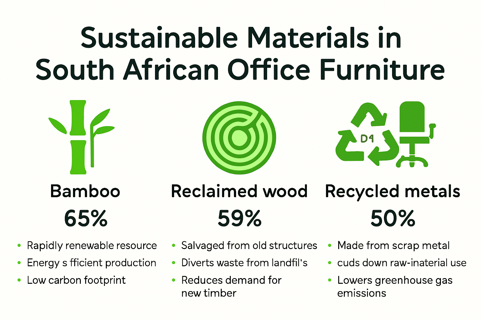 Infographic comparing sustainable office furniture materials