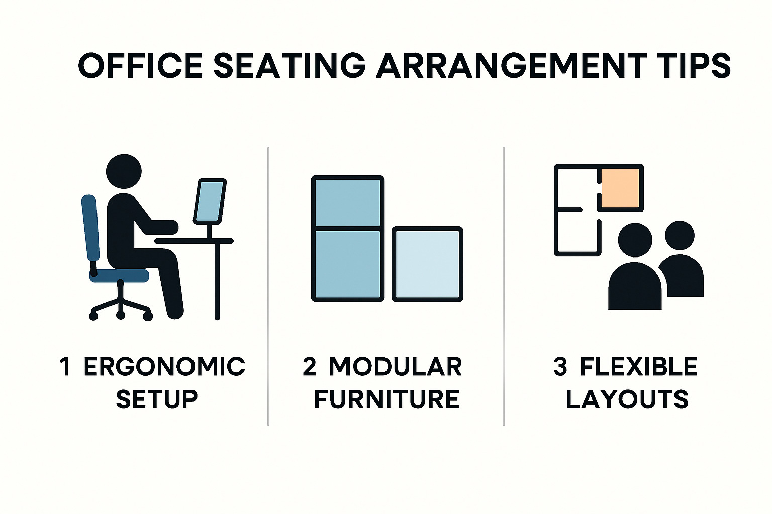 Infographic of top office seating arrangement tips