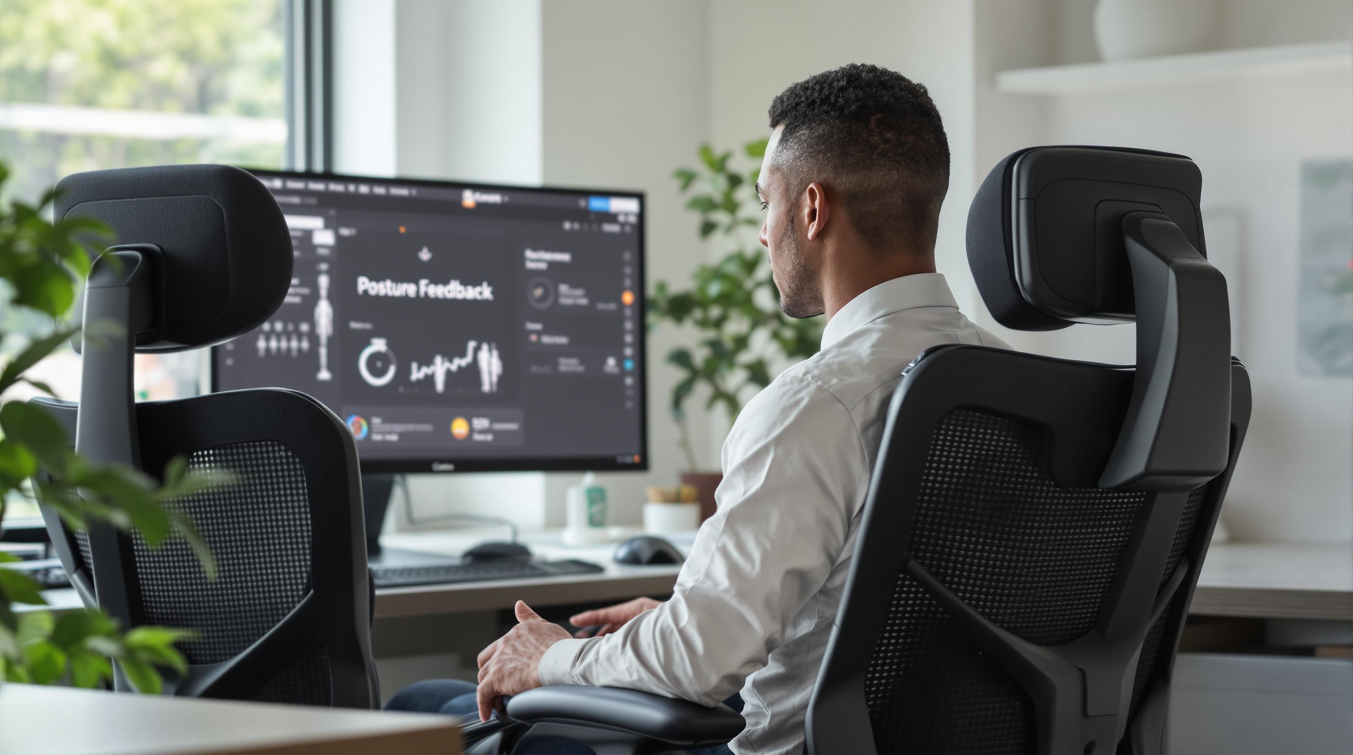 Worker receives smart chair posture feedback in real office