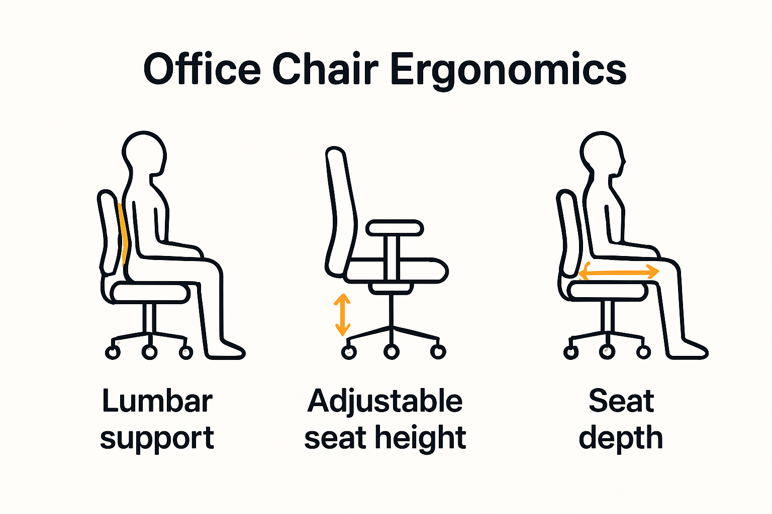 Infographic showing essential office chair features and benefits