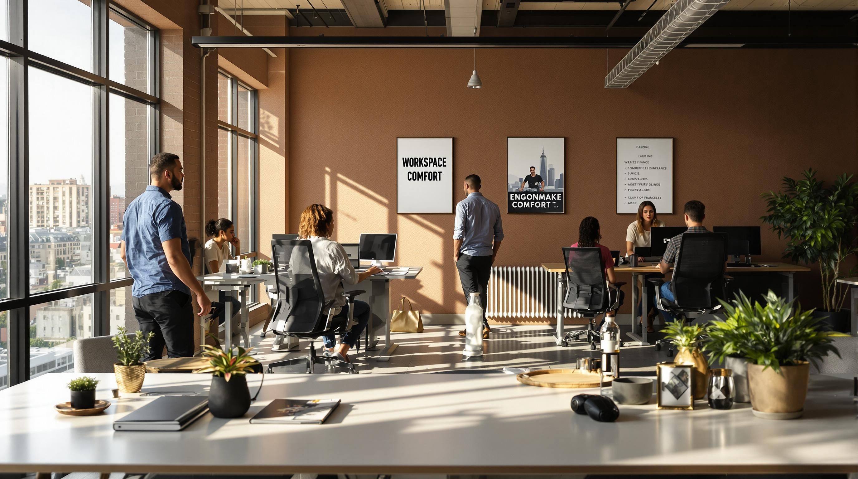 South African office with team using standing desks and ergonomic chairs