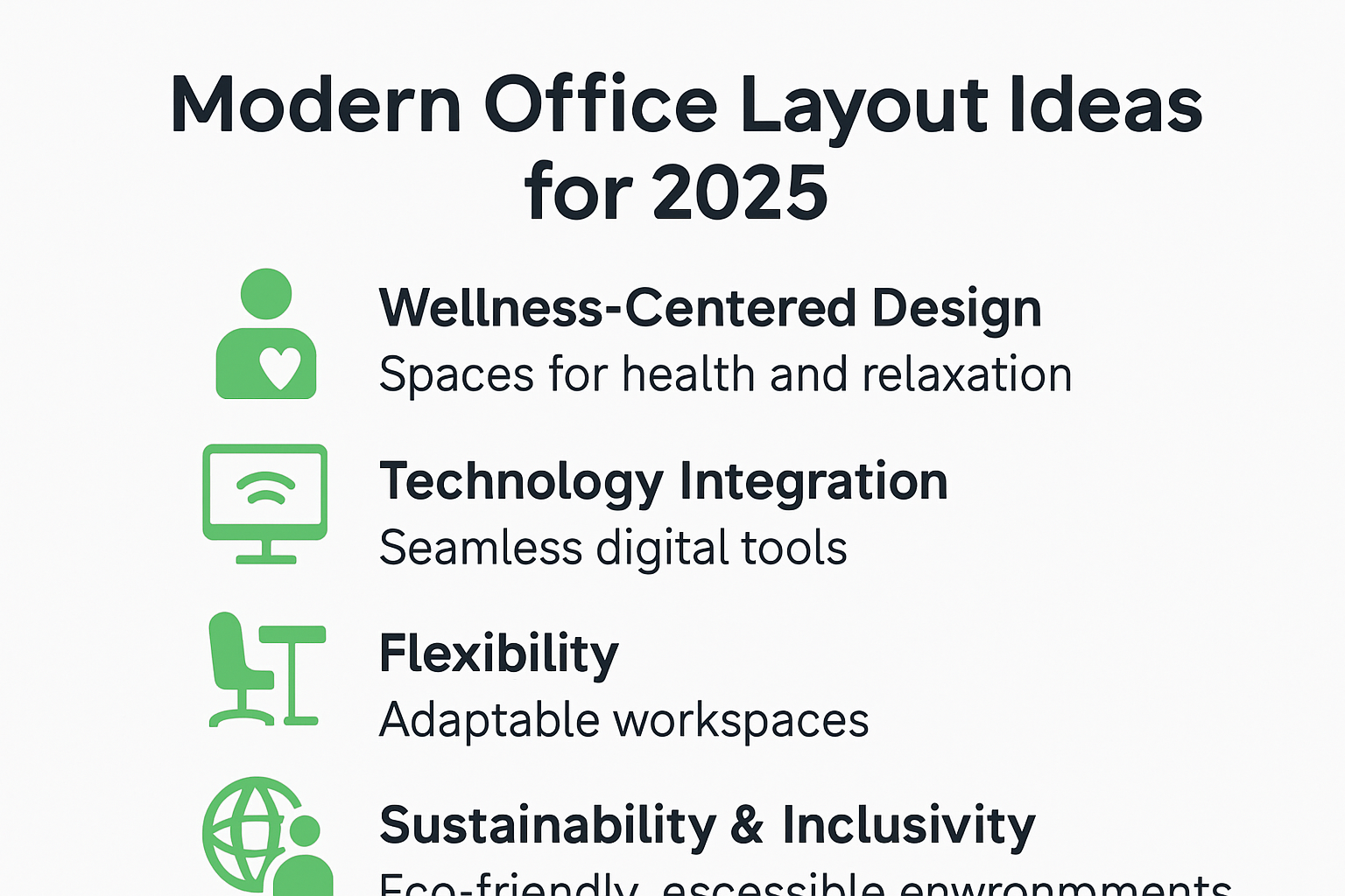 Infographic of modern office layout ideas highlights
