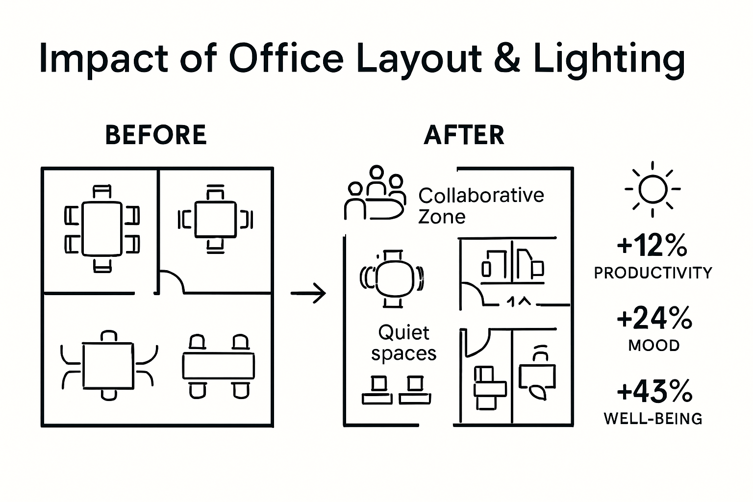 Infographic: Office layout and lighting strategies for comfort