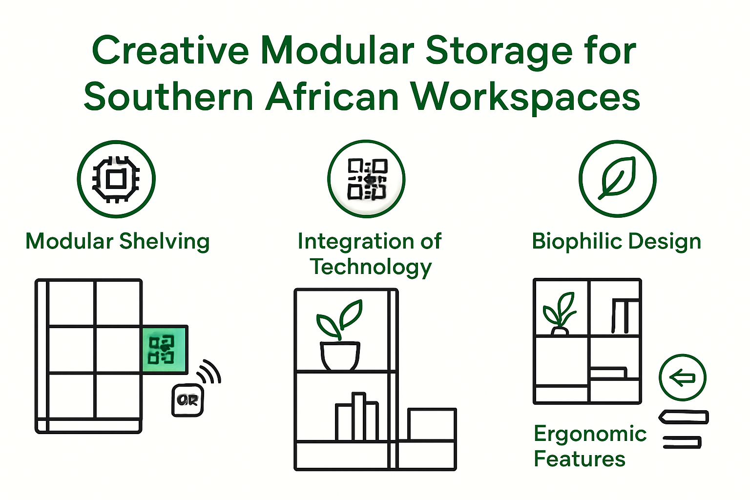 Infographic of creative modular office shelving options