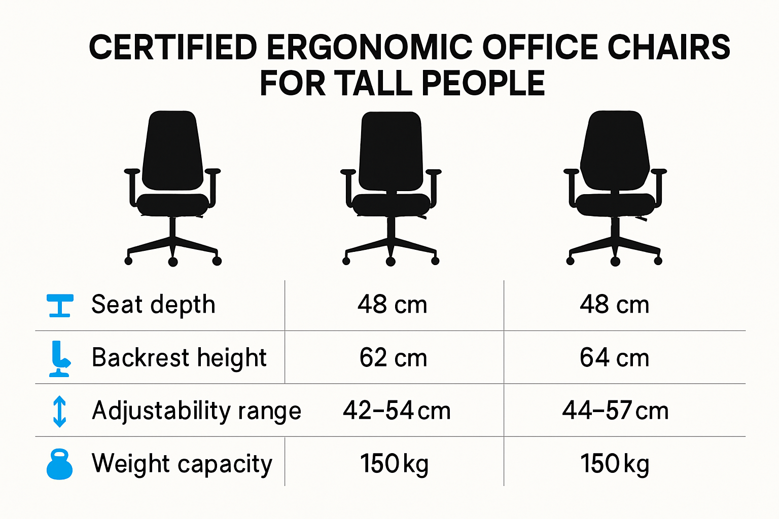 Comparison of ergonomic chair features for tall people