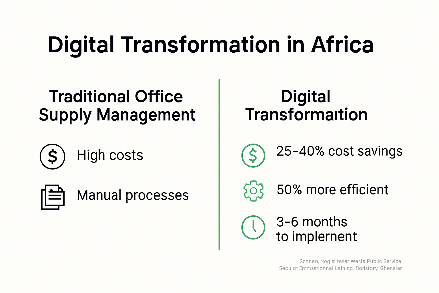 Infographic showing digital transformation in African office supply management