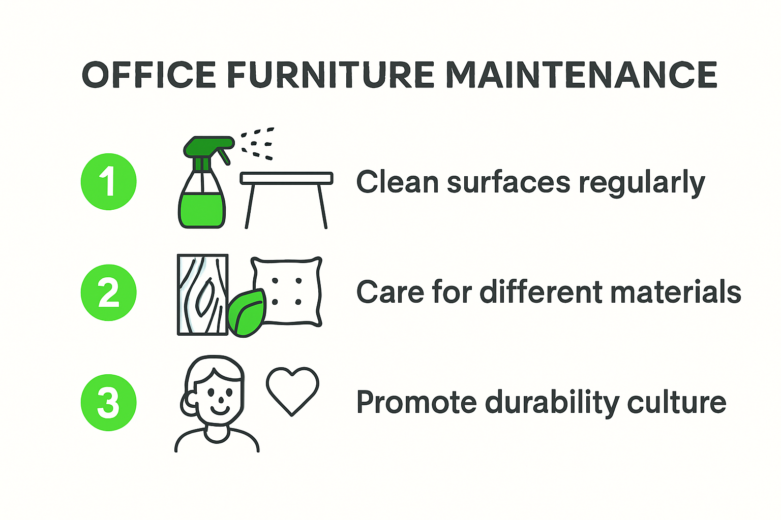 Steps for office furniture maintenance and care