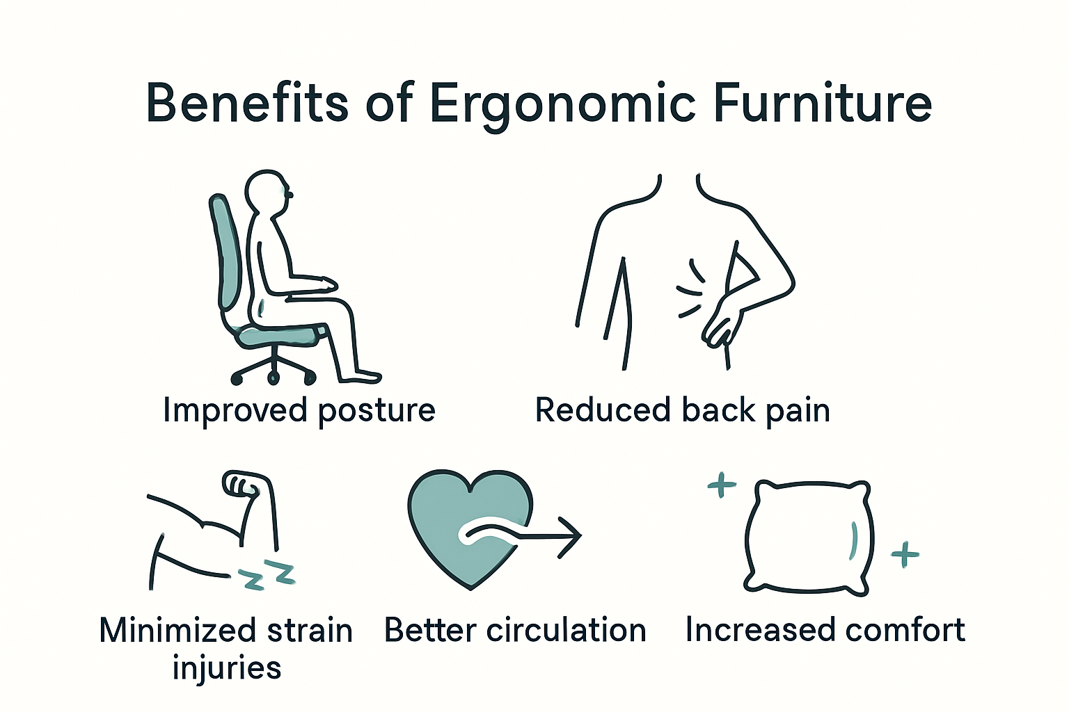 Infographic showing the health benefits of ergonomic furniture