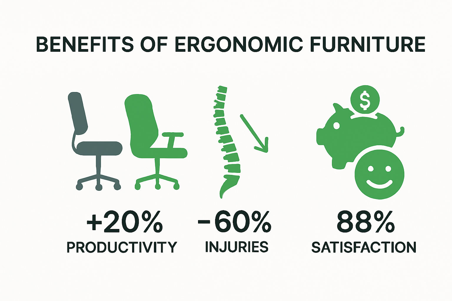 infographic showing ergonomic furniture benefits