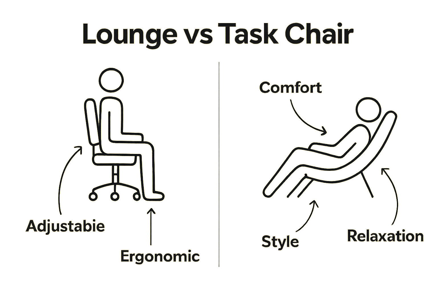 Infographic comparing lounge and task chair key differences