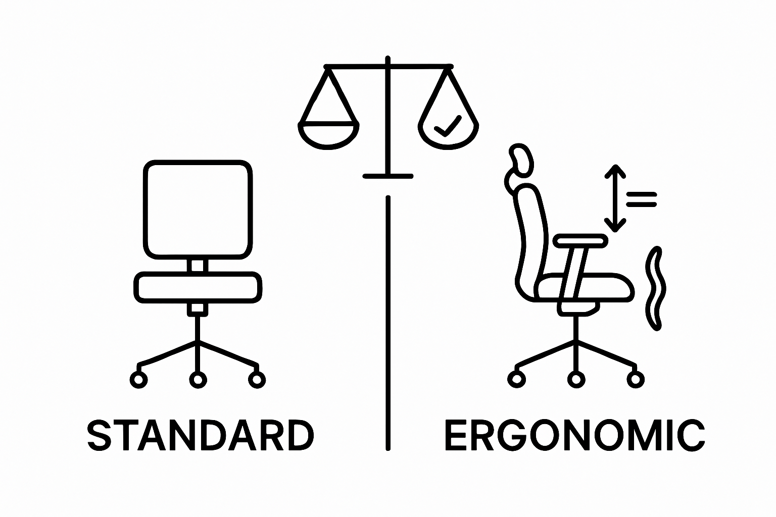 Side-by-side comparison of ergonomic versus standard chair features