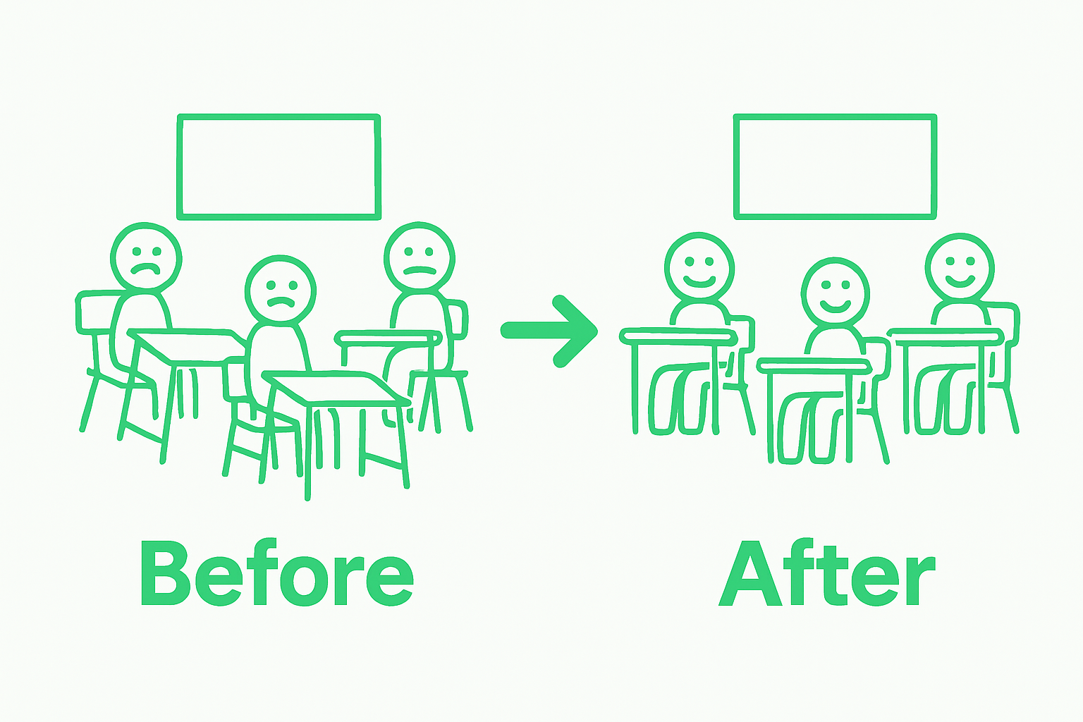 Before-and-after of classroom furniture upgrade
