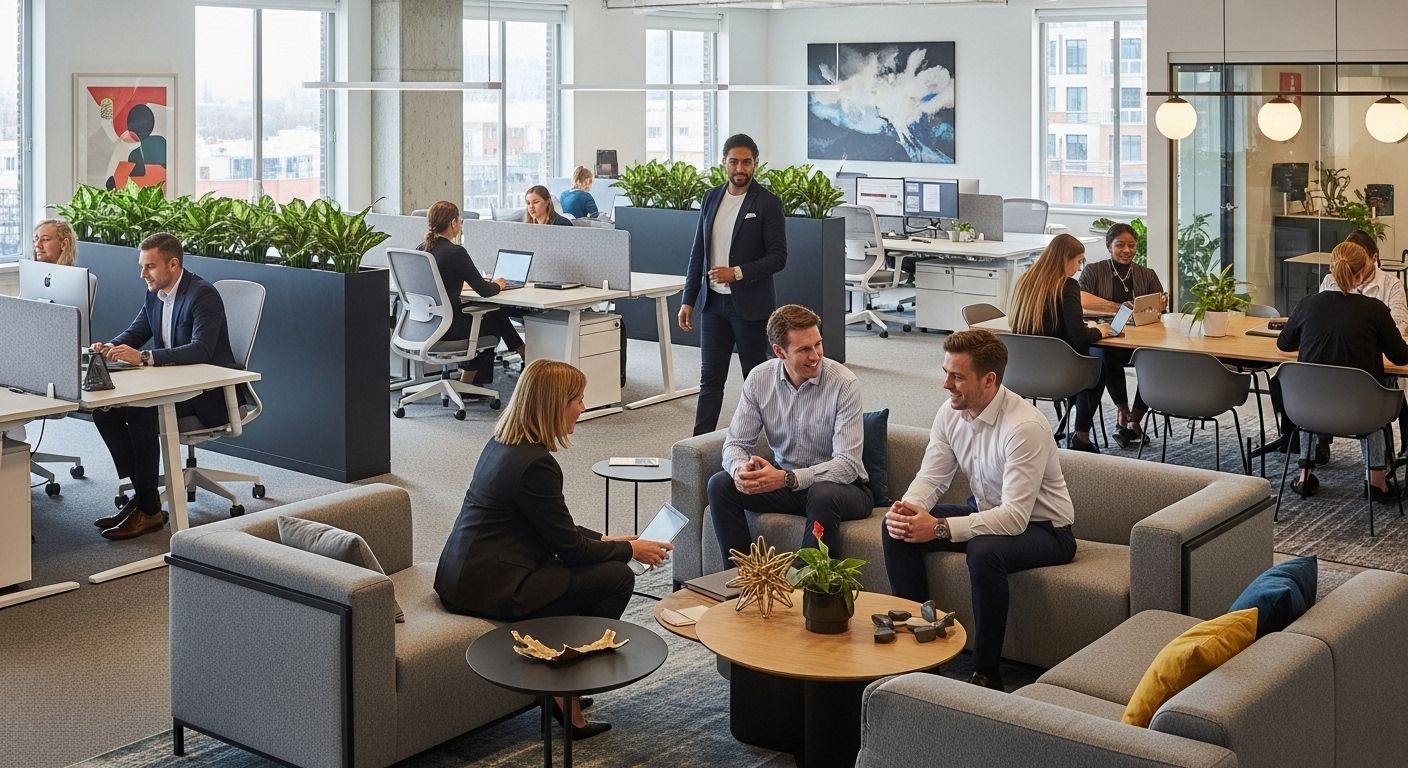 open office seating, ergonomic chairs, collaborative workspace