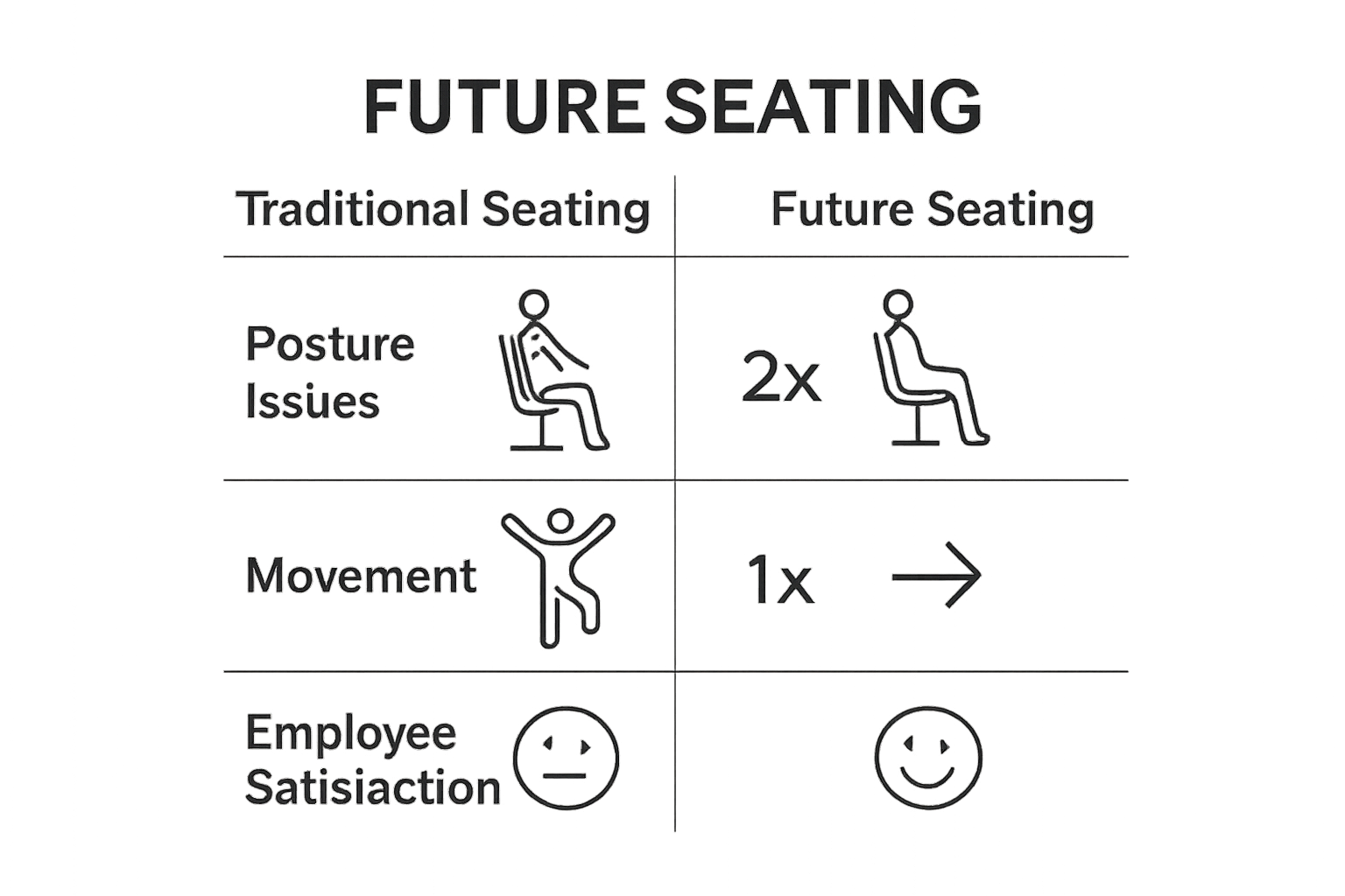 Comparison of health and comfort benefits between traditional and future ergonomic office seating