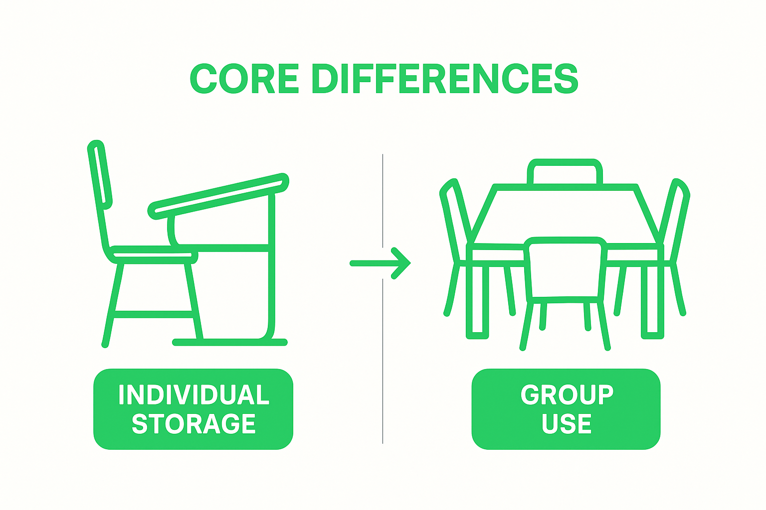 School desk versus table quick comparison chart