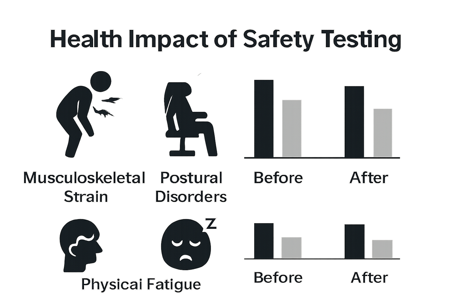 Infographic bar chart showing reduced health risks after office chair safety testing