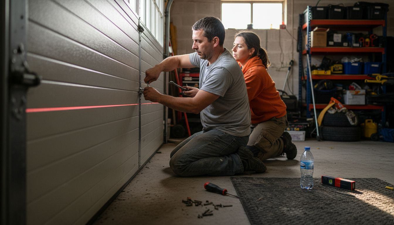 Montaggio dei pannelli sulla struttura del basculante del garage