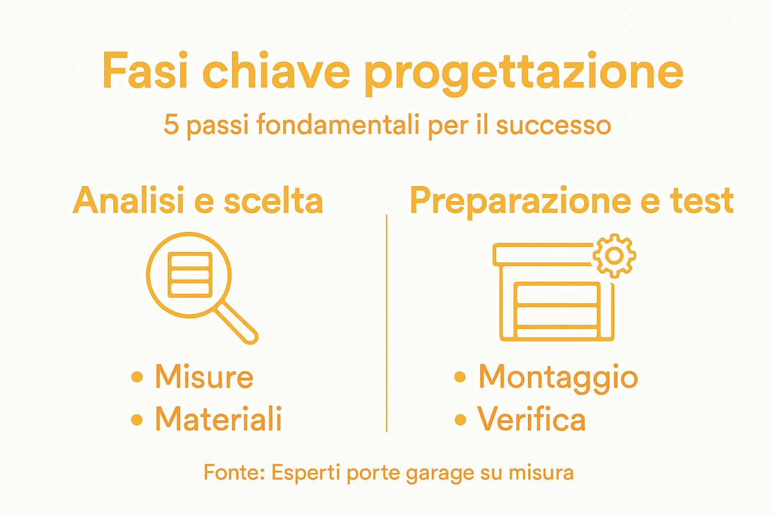 Infografica: le fasi principali per realizzare un progetto di porta da garage