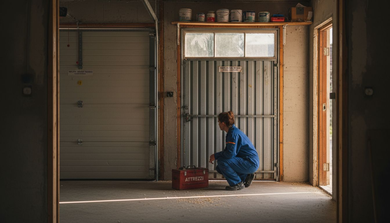 Un tecnico mette a confronto due modelli di porte per garage
