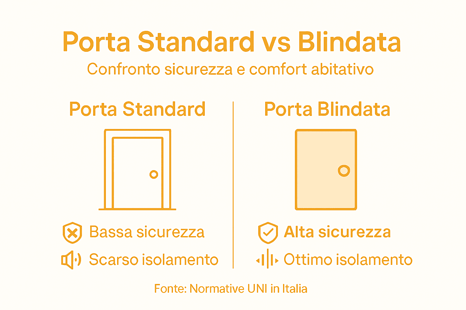 Infografica: differenze tra porta tradizionale e porta blindata