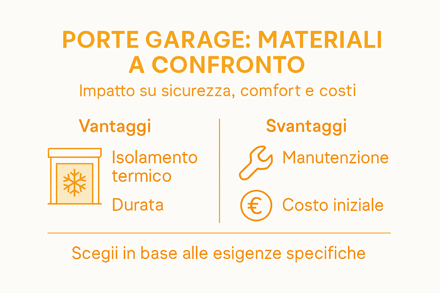 Infografica: confronto tra i diversi materiali delle porte per garage