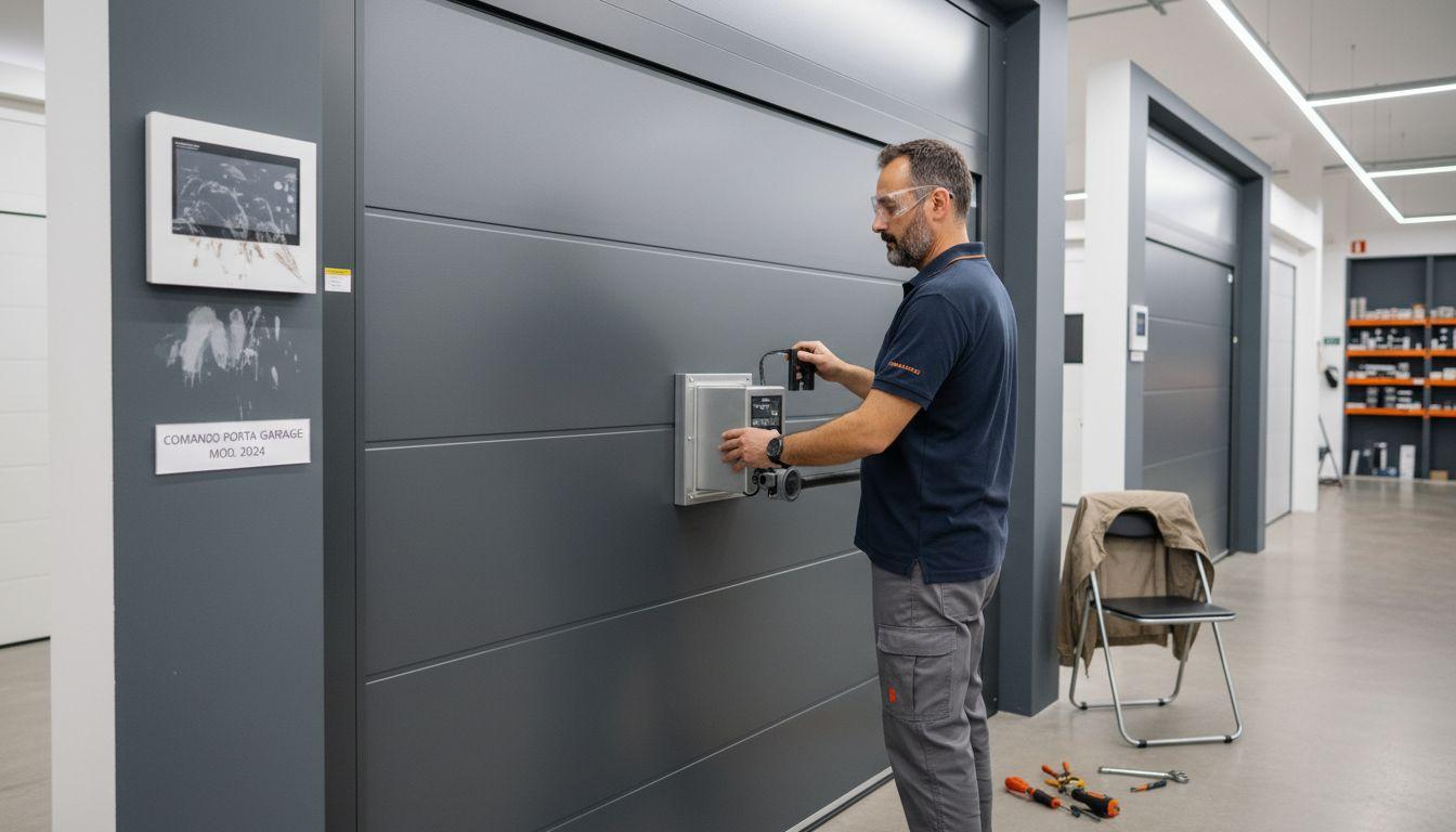 Verifica della sicurezza su una porta da garage di ultima generazione