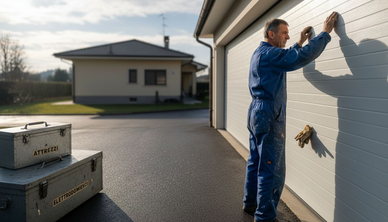 Un tecnico specializzato effettua la verifica della porta del garage certificata.