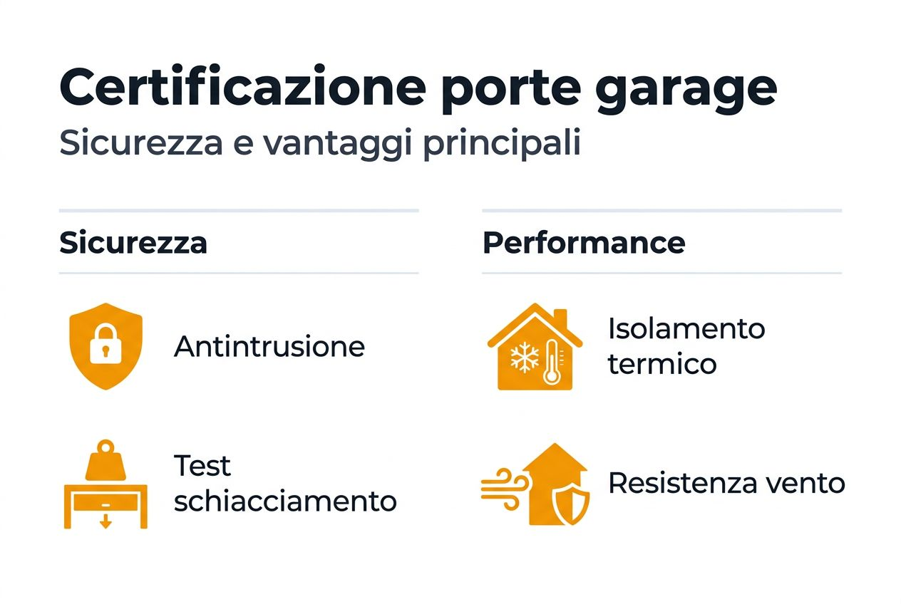 Scopri in questa infografica tutti i vantaggi della certificazione delle porte da garage: sicurezza, qualità e valore aggiunto per la tua casa.