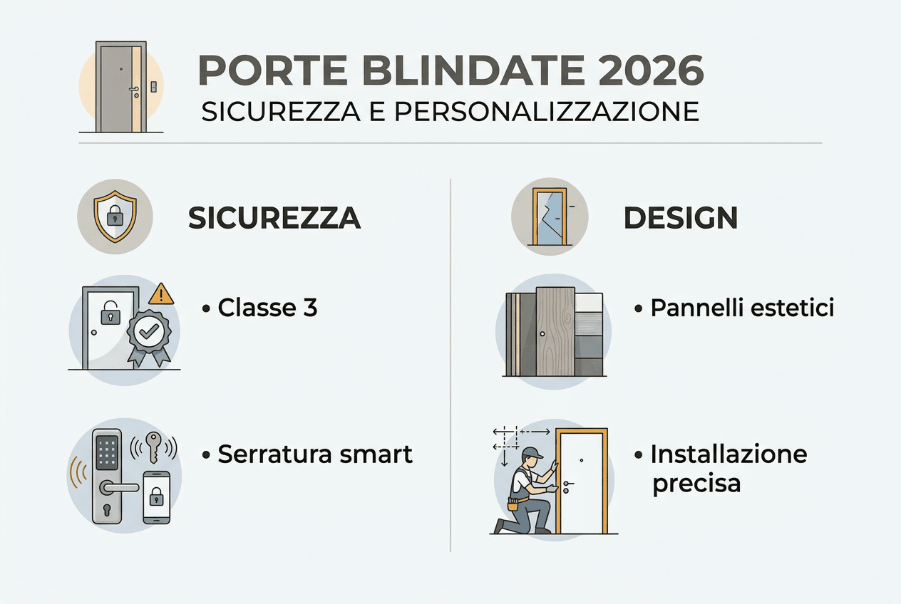 Scopri tutte le caratteristiche delle porte blindate: sicurezza su misura e design personalizzato in un'unica infografica.