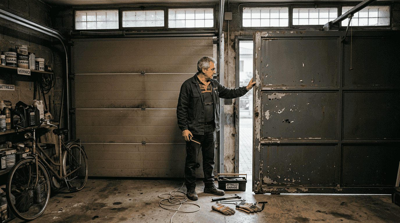 Proprietario di casa alle prese con la scelta tra porta sezionale e basculante