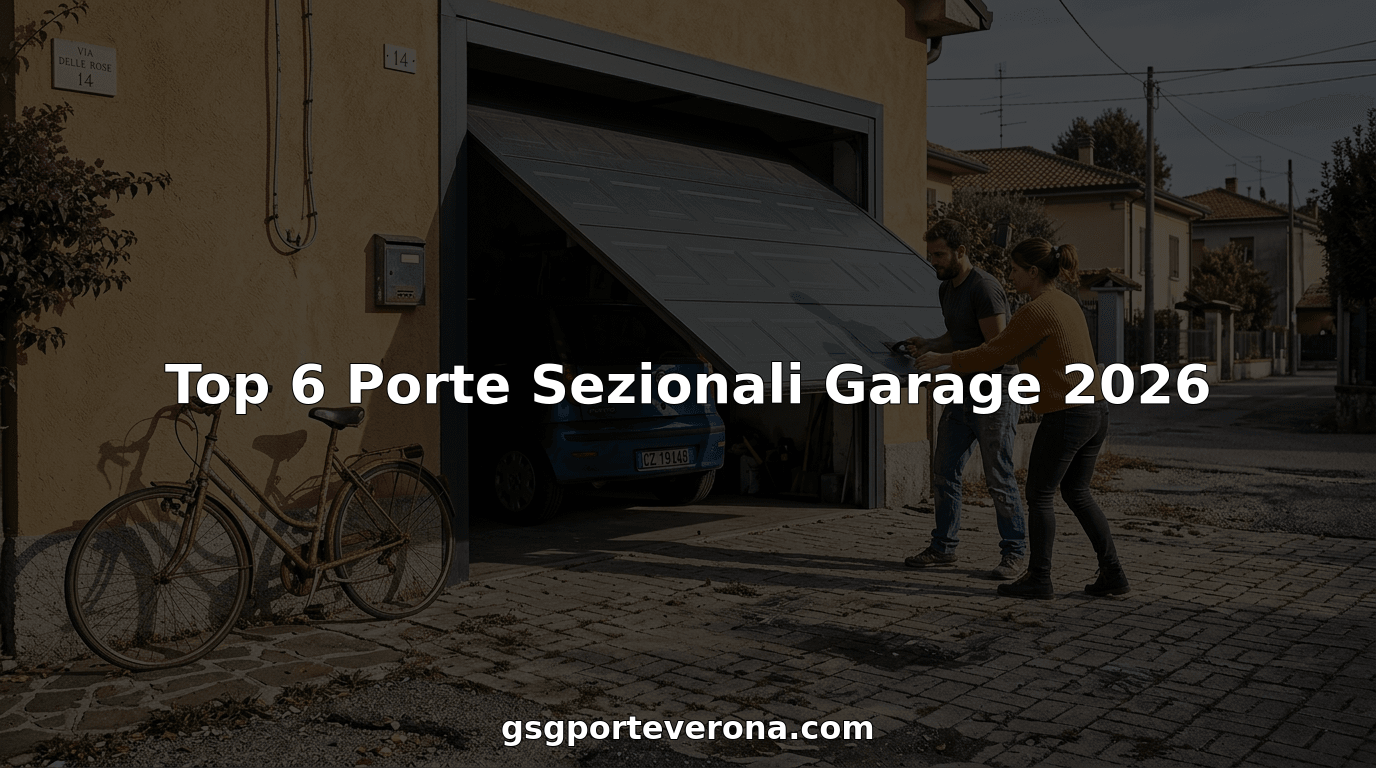 Portone da garage moderno con apertura a battente verso l’esterno, ideale per coppie che cercano praticità e stile.