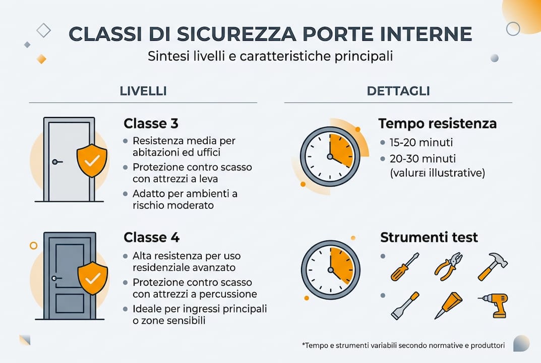 Guida visiva alle categorie di sicurezza delle porte interne