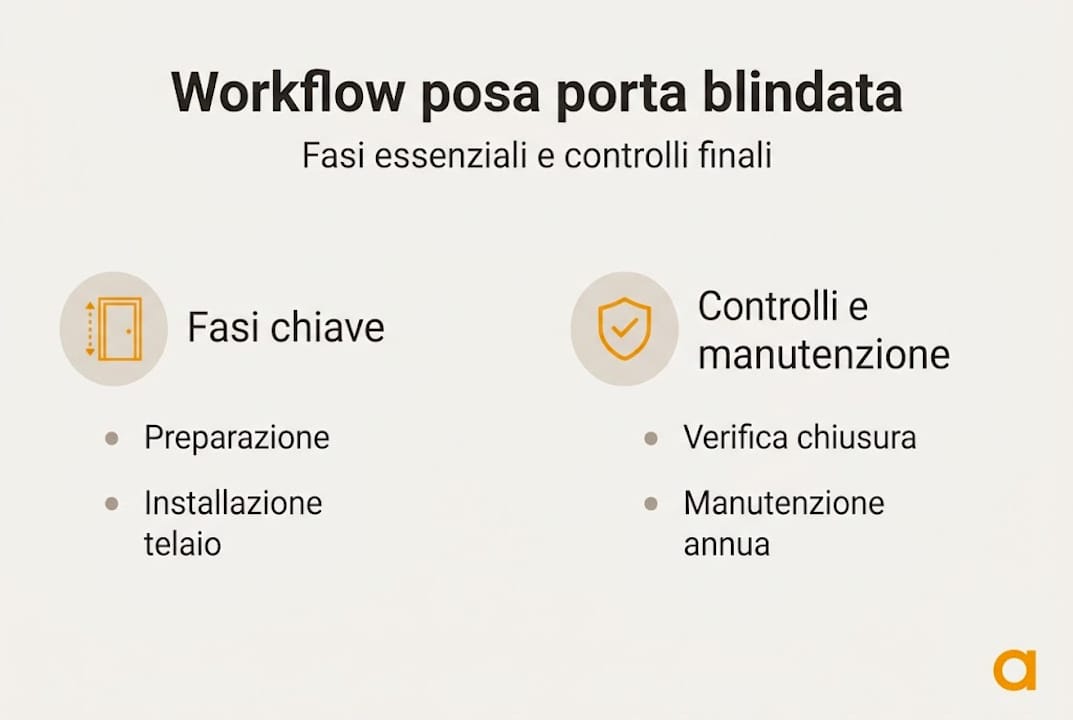 Infografica sulle diverse fasi dell’installazione di una porta blindata