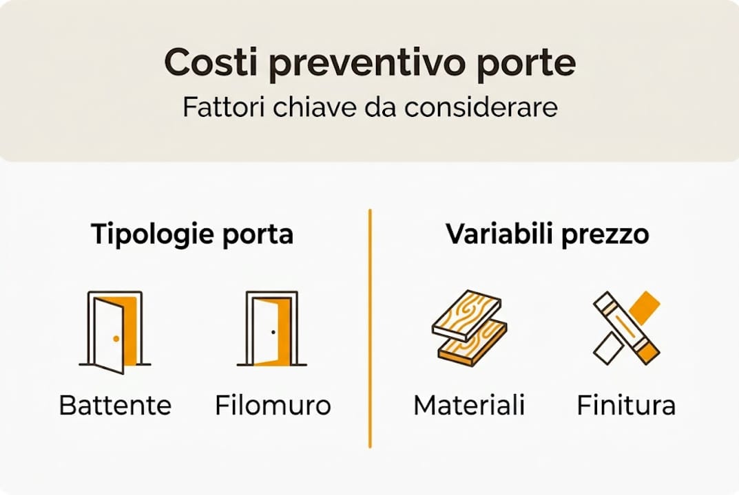 Guida visiva ai costi e ai fattori che incidono sul preventivo delle porte