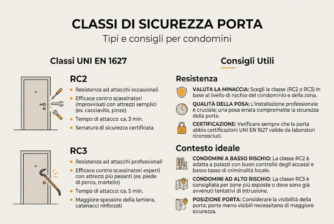 Guida illustrata alle classi di sicurezza delle porte per condomini