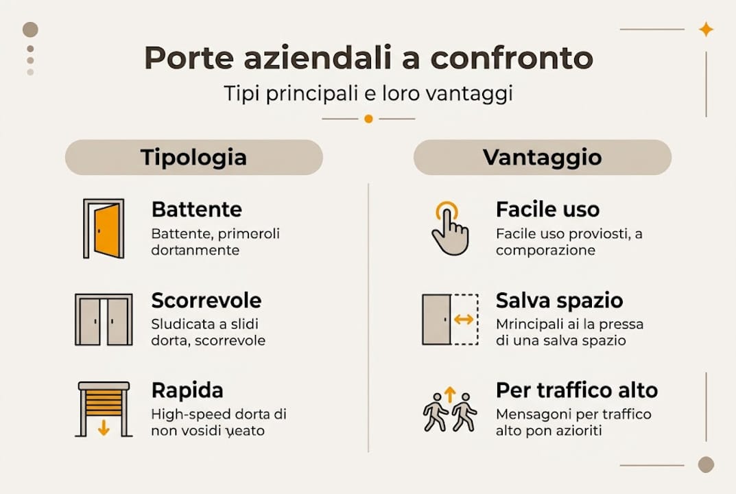 Infografica: confronto tra le diverse tipologie di porte per aziende