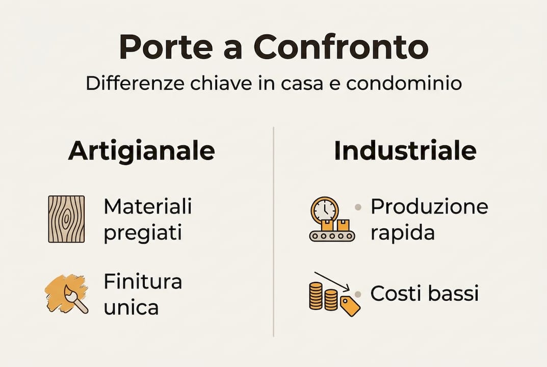 Infografica: differenze tra porte realizzate su misura e porte prodotte industrialmente