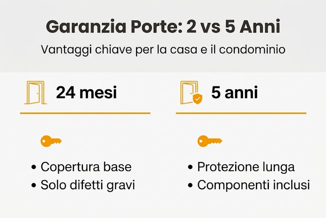 Infografica: tutti i vantaggi della garanzia di 5 anni sulle porte