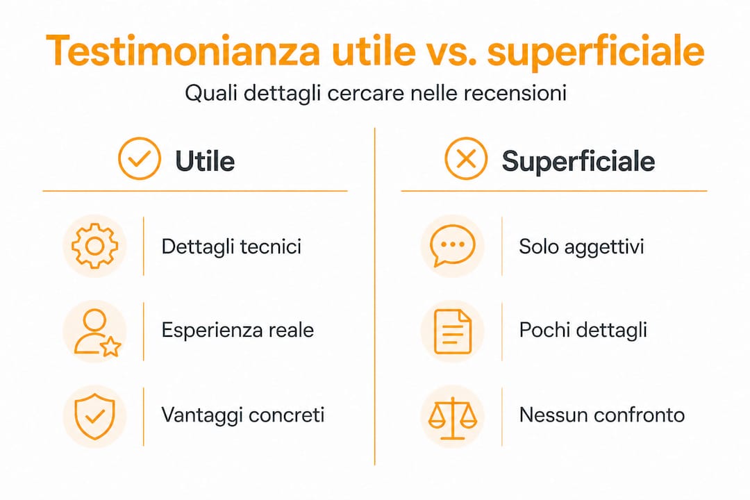 Infografica: confronto tra testimonianze approfondite e superficiali