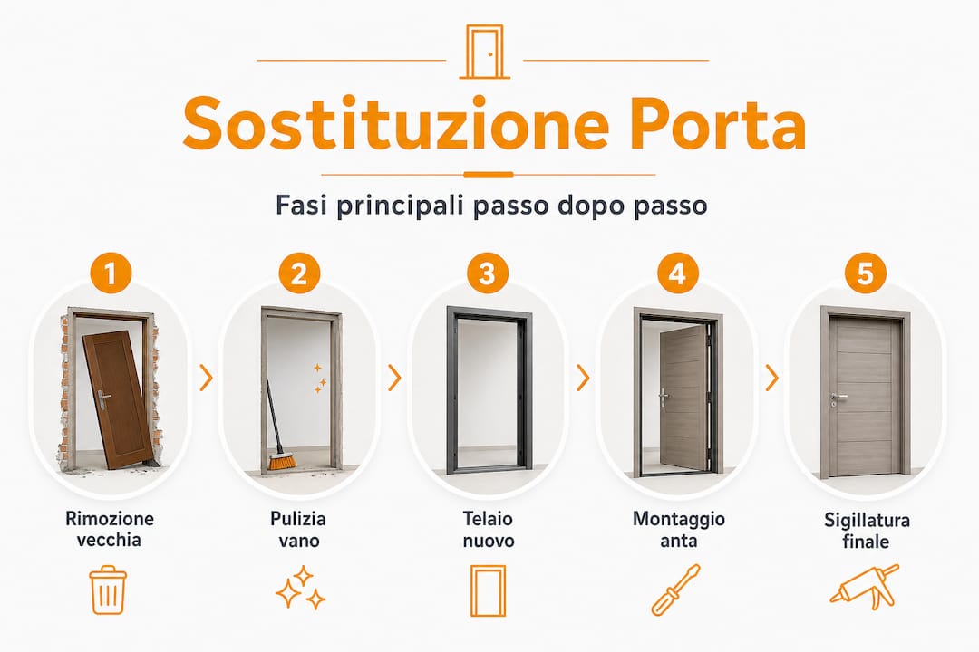 Guida illustrata: tutte le fasi per sostituire la porta d’ingresso