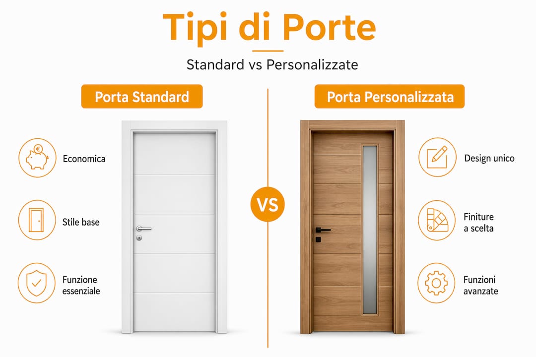 Infografica: differenze tra porte standard e porte su misura