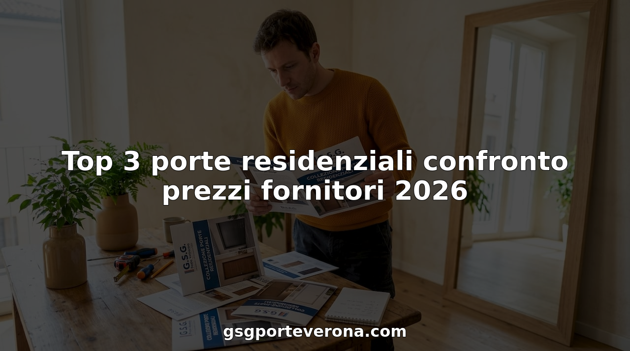 Un proprietario di casa che sfoglia diversi cataloghi per scegliere la porta d’ingresso più adatta alla propria abitazione.