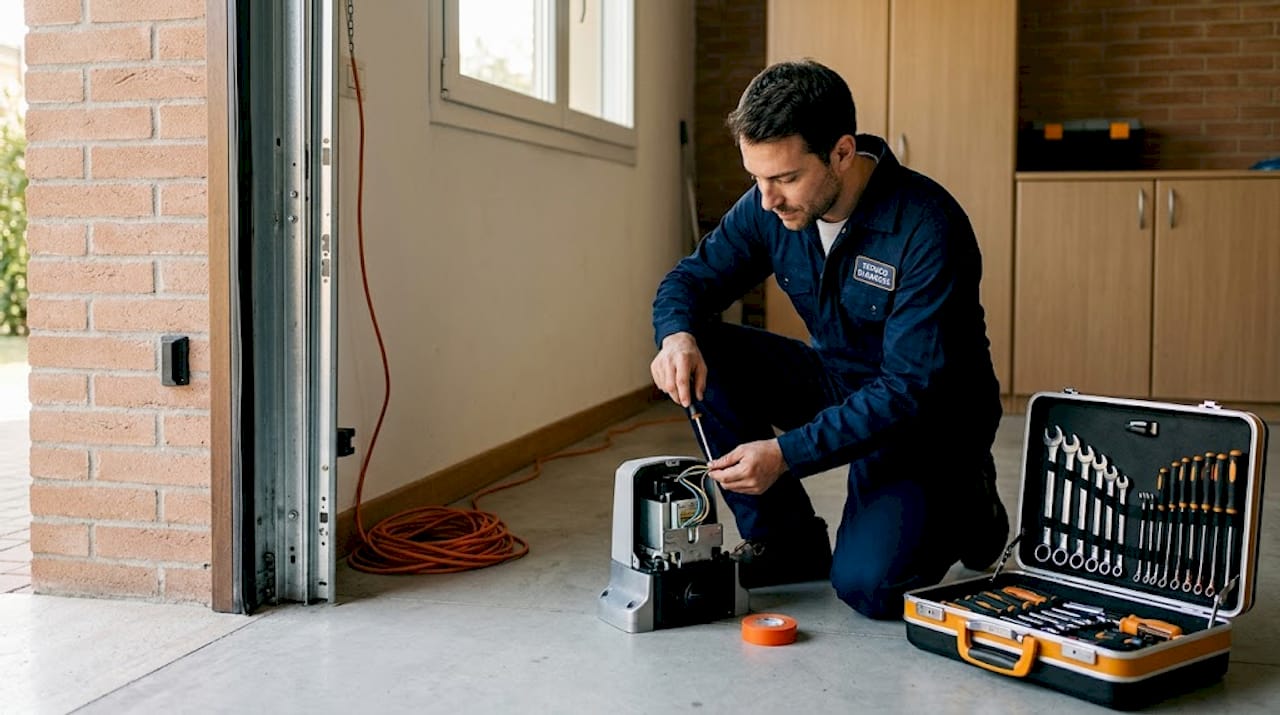 Tecnico specializzato nella manutenzione dei motori per porte da garage automatiche