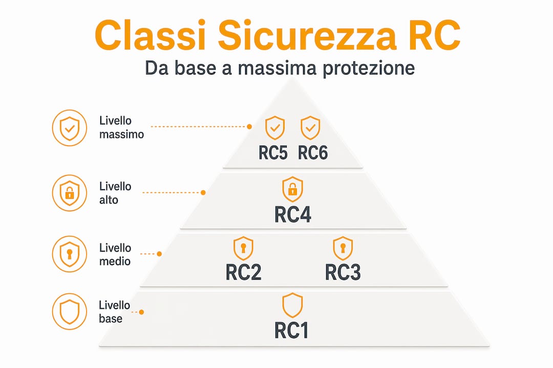 Schema delle classi di sicurezza per porte antieffrazione: la piramide delle resistenze