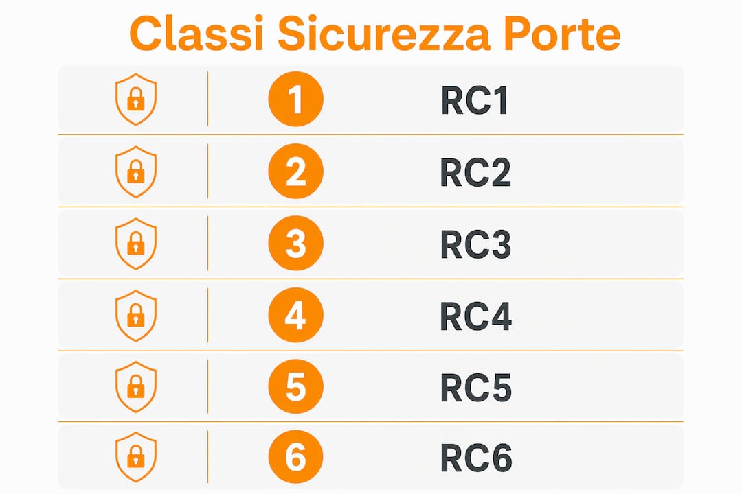 Grafica informativa sulle diverse classi di sicurezza delle porte blindate