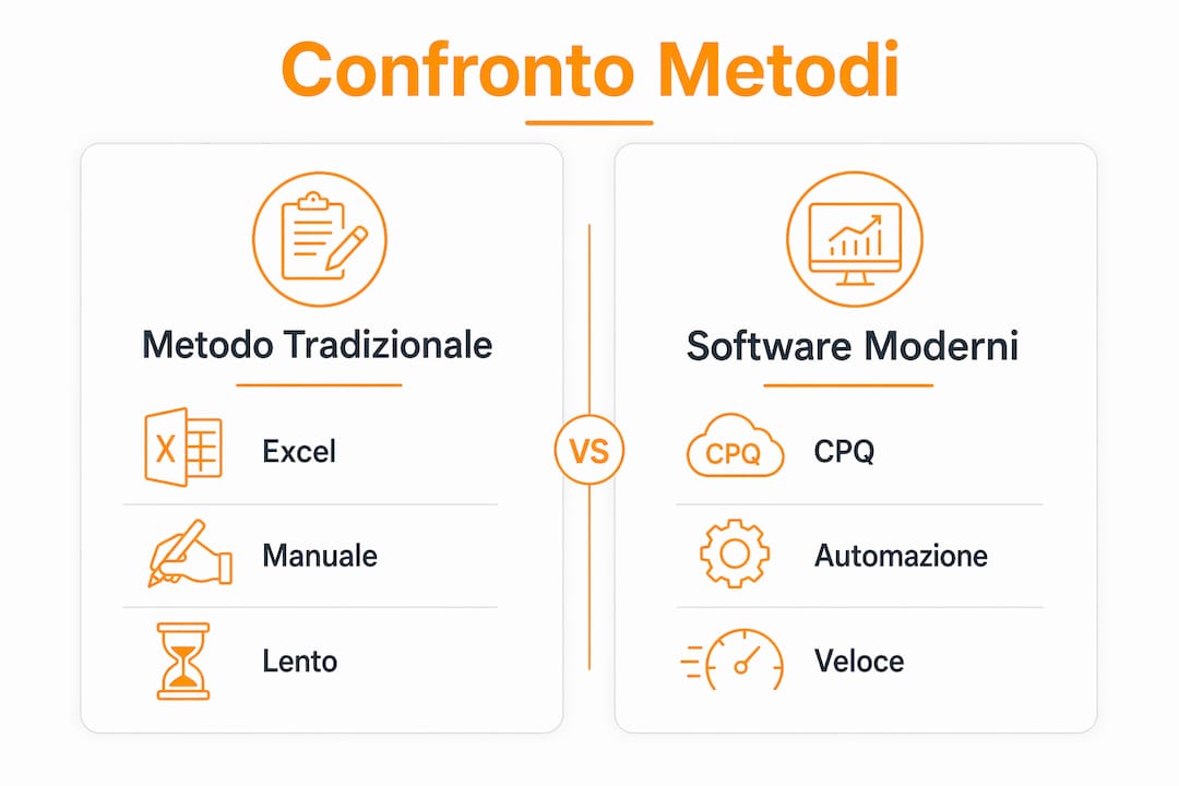 Infografica: confronto tra i principali metodi di preventivazione per porte