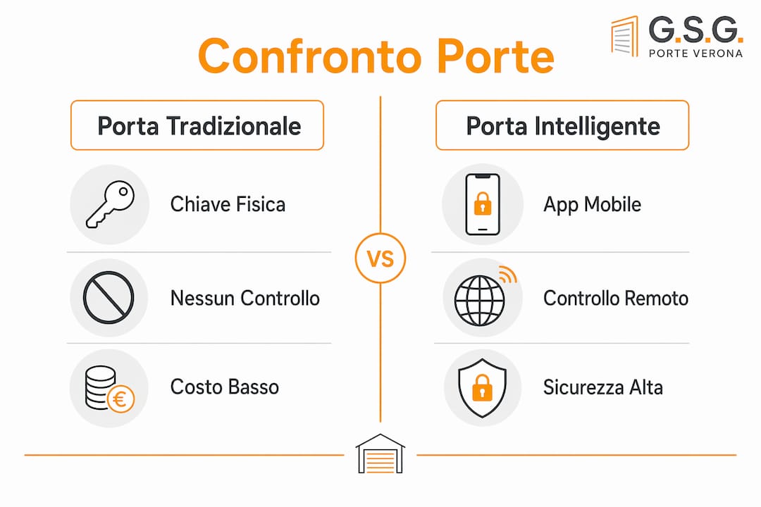 Infografica: differenze tra porte smart e porte tradizionali