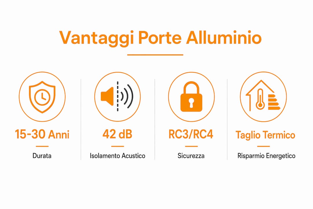 Infografica vantaggi porte in alluminio